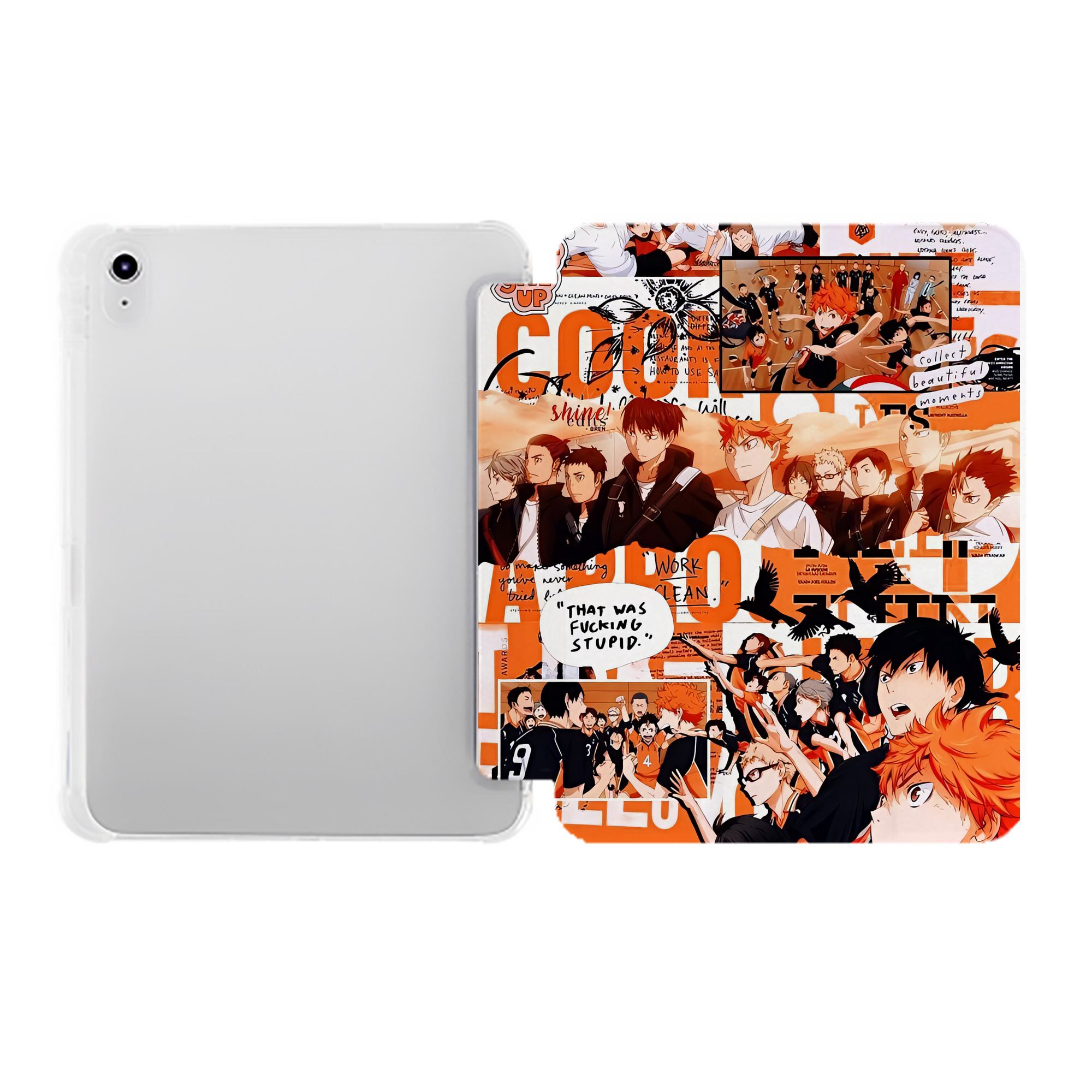 （画像用） ハイキュー!! Haikyu!! IPad ケース ペン収納付き 三つ折りスタンド PUレザー×シリコン 対応機種9.5/10.5/10.9インチ